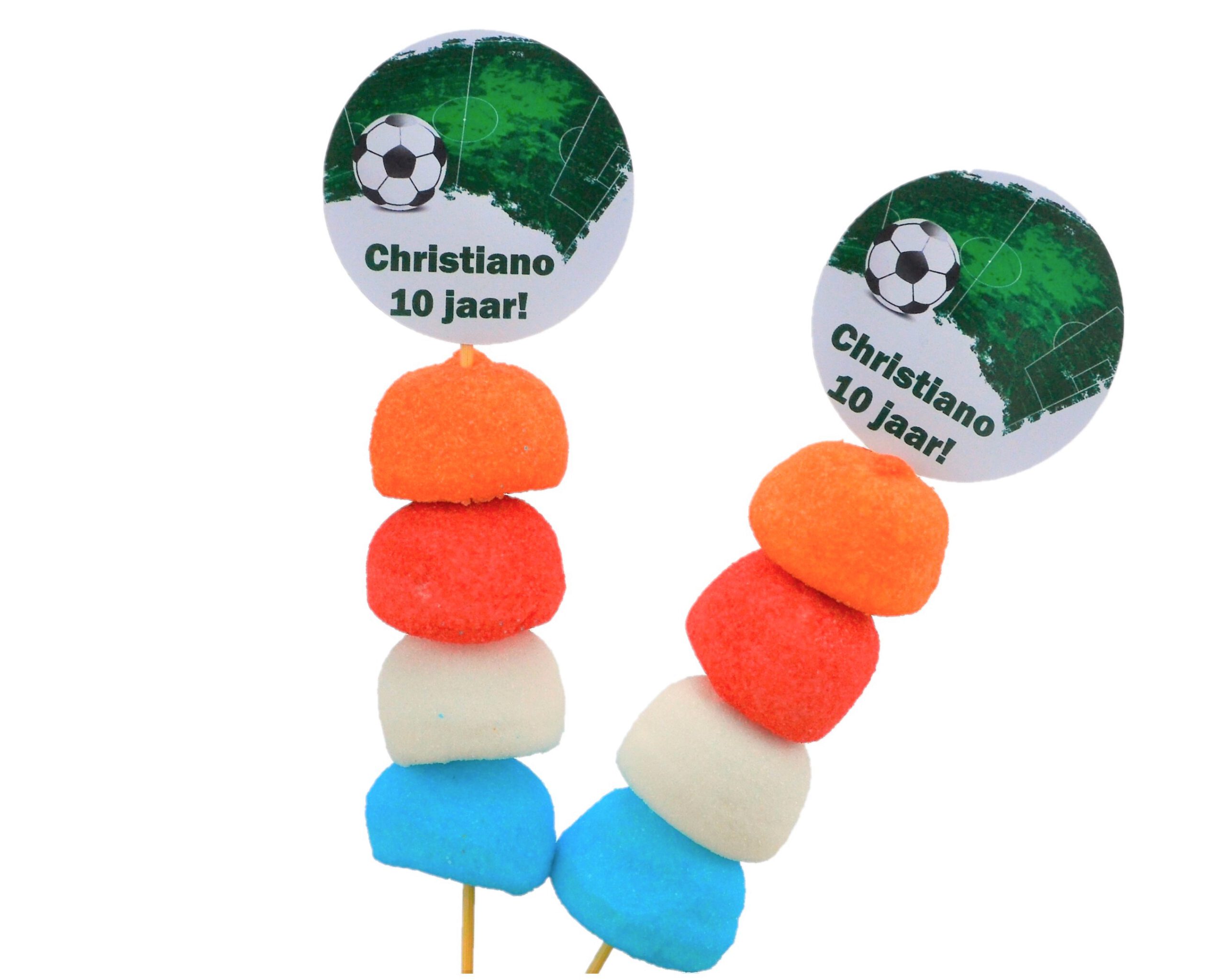 Voetbalveld traktatie prikker. Kant en klare traktaties voor op school.