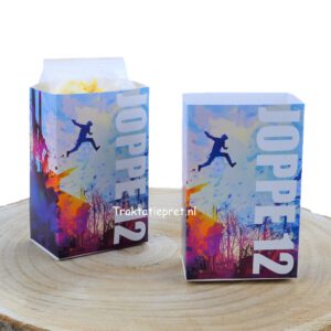 Freerunning traktatie zakje met naam