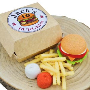 Hamburger traktatie box met naam en leeftijd