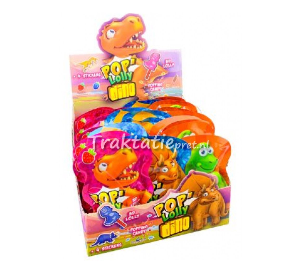 Pop Lolly Dino + 4 Stickers, 16 gram