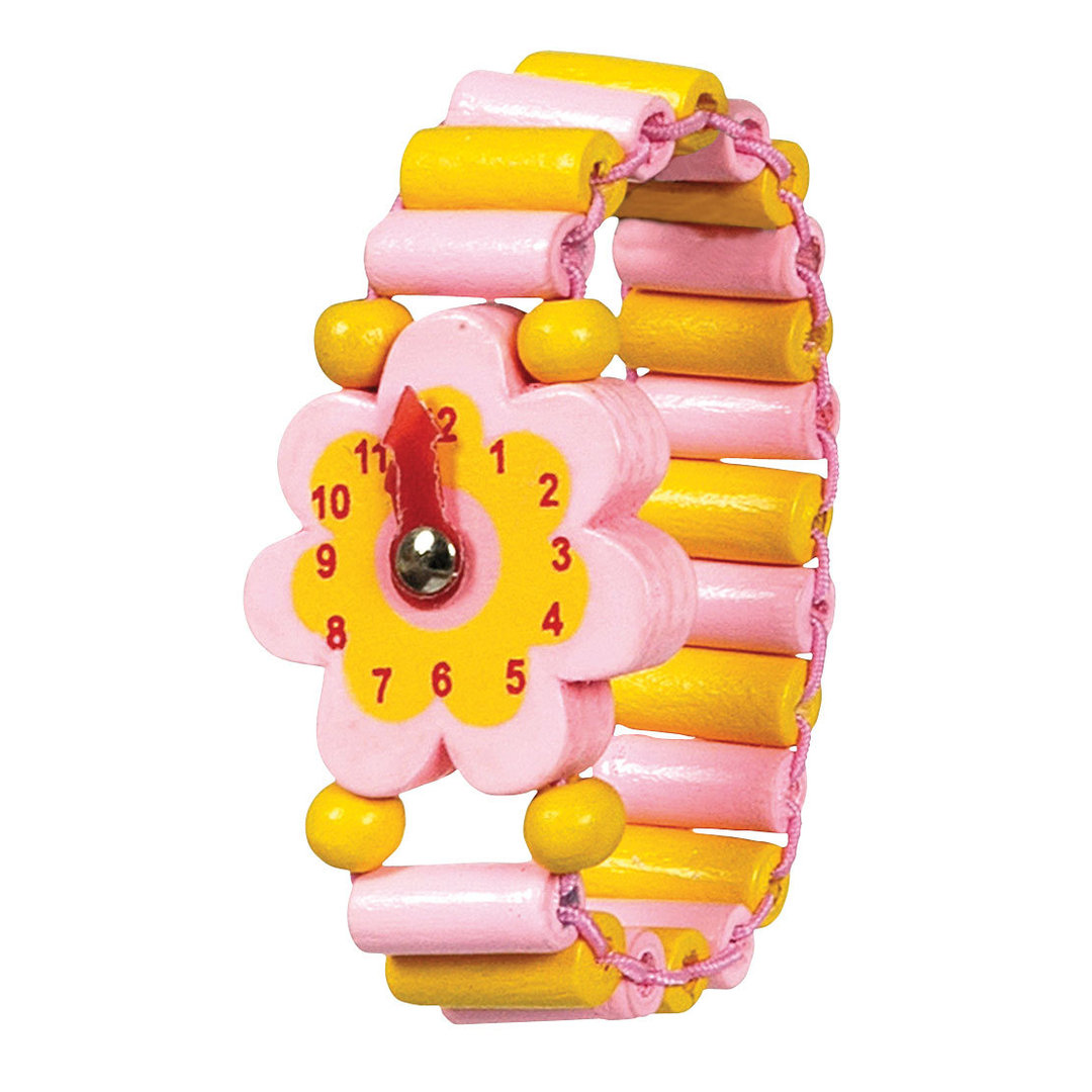 Houten horloge Bloem